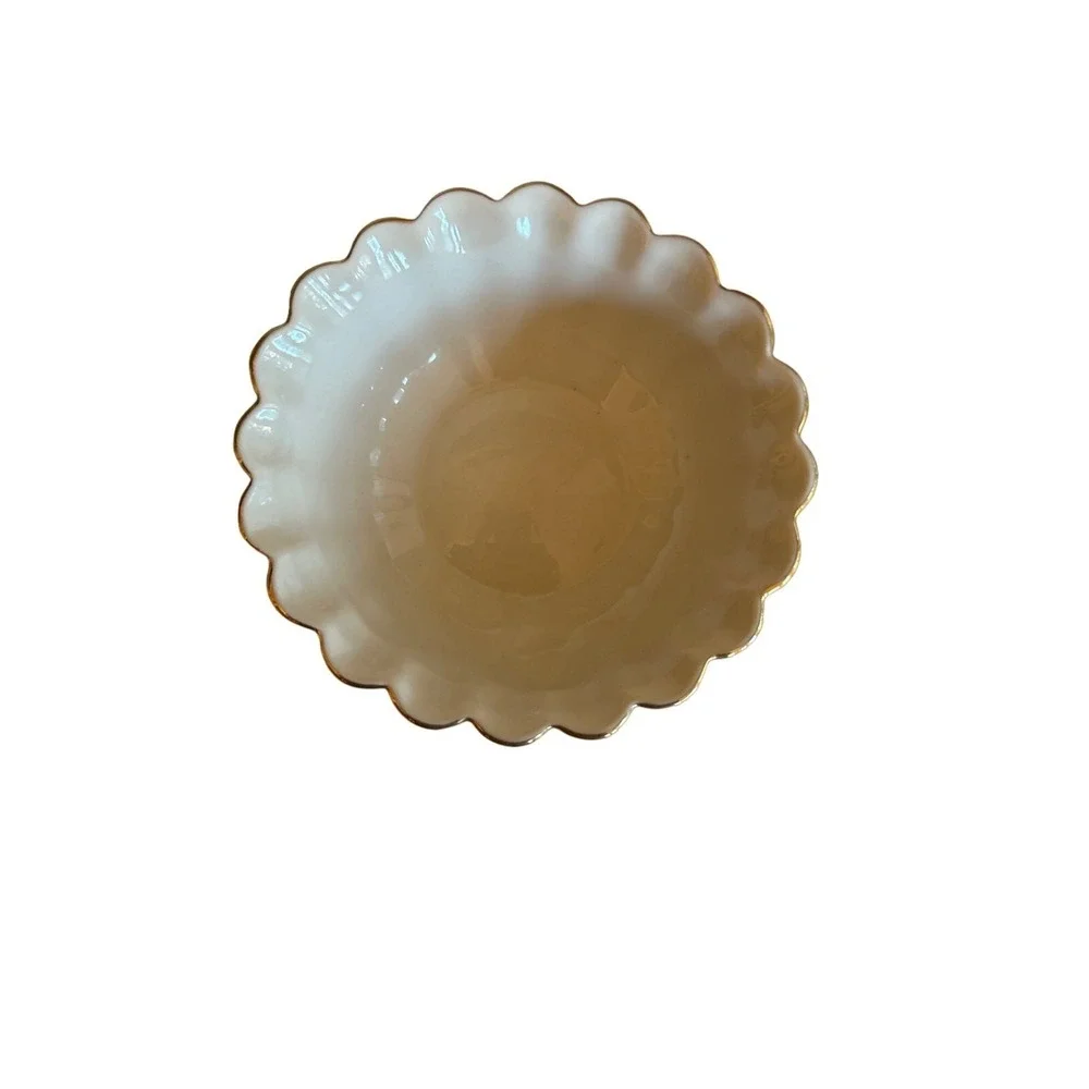 Lenox Ivory Cream Rosebud Trinket Dish Gold Trim Embossed Bowl
